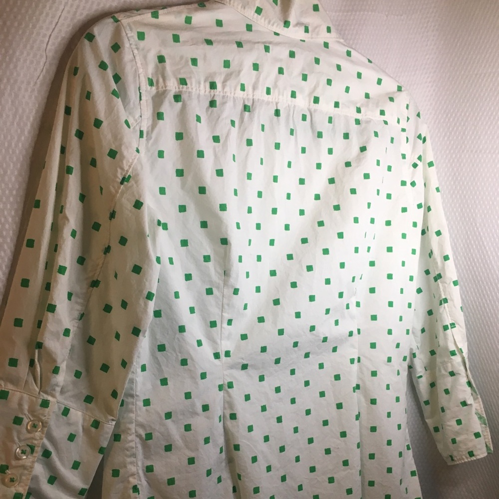 Isaac Mizrahi for Target | Women’s White with Green Squares Button Down Top - Picture 7 of 10